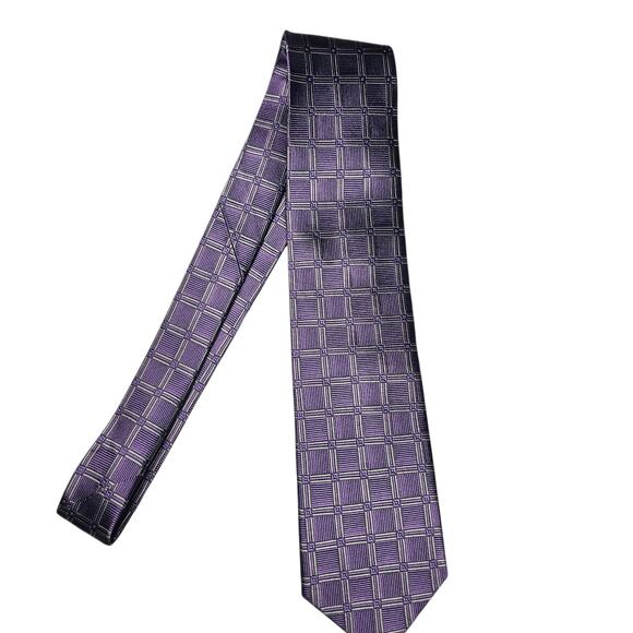 Jos. A. Bank 100% Imported Silk Men's Neck Tie Purple Geometric NWT - Picture 1 of 5